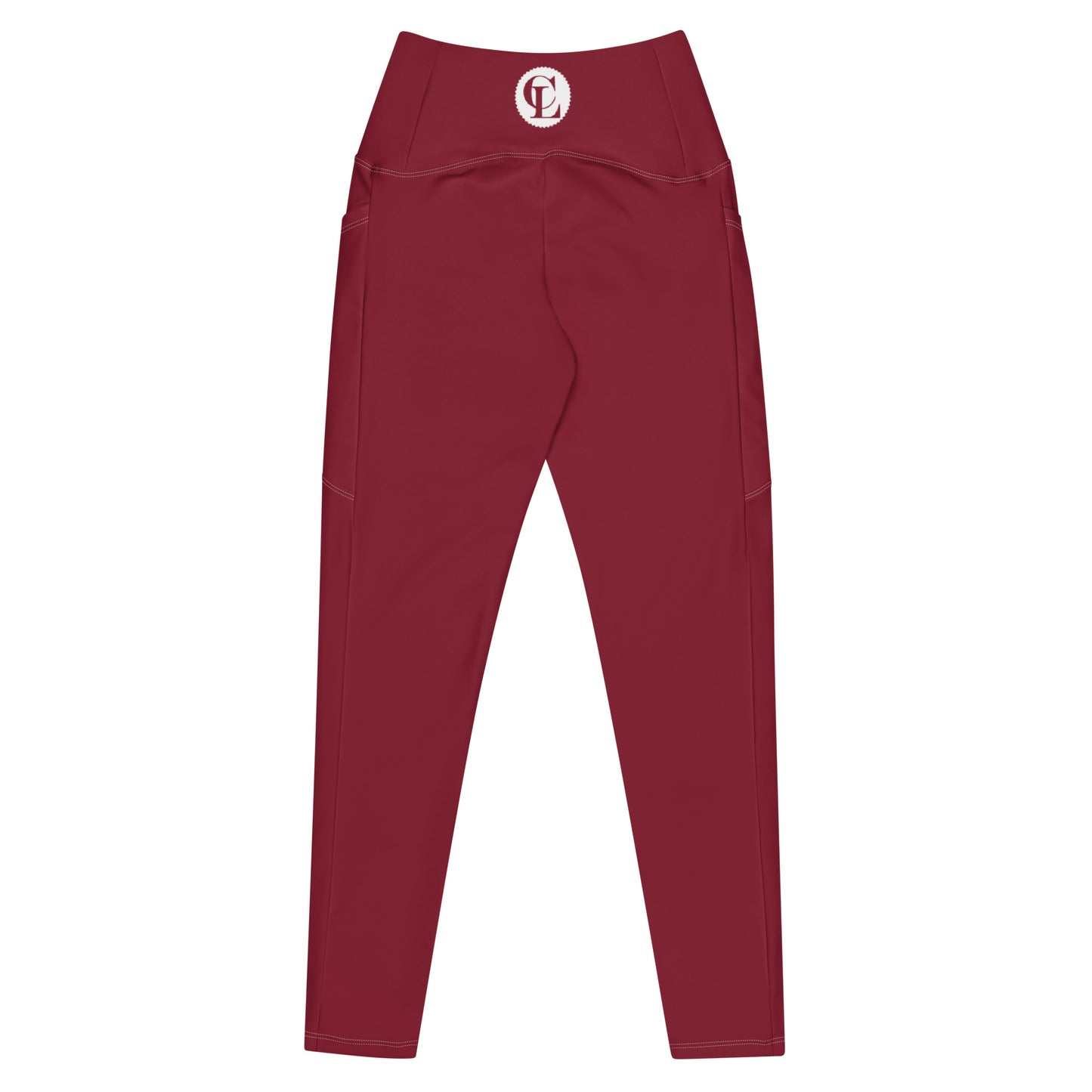 ChampLife Crossover Leggings with Pockets (Maroon, White Logo)