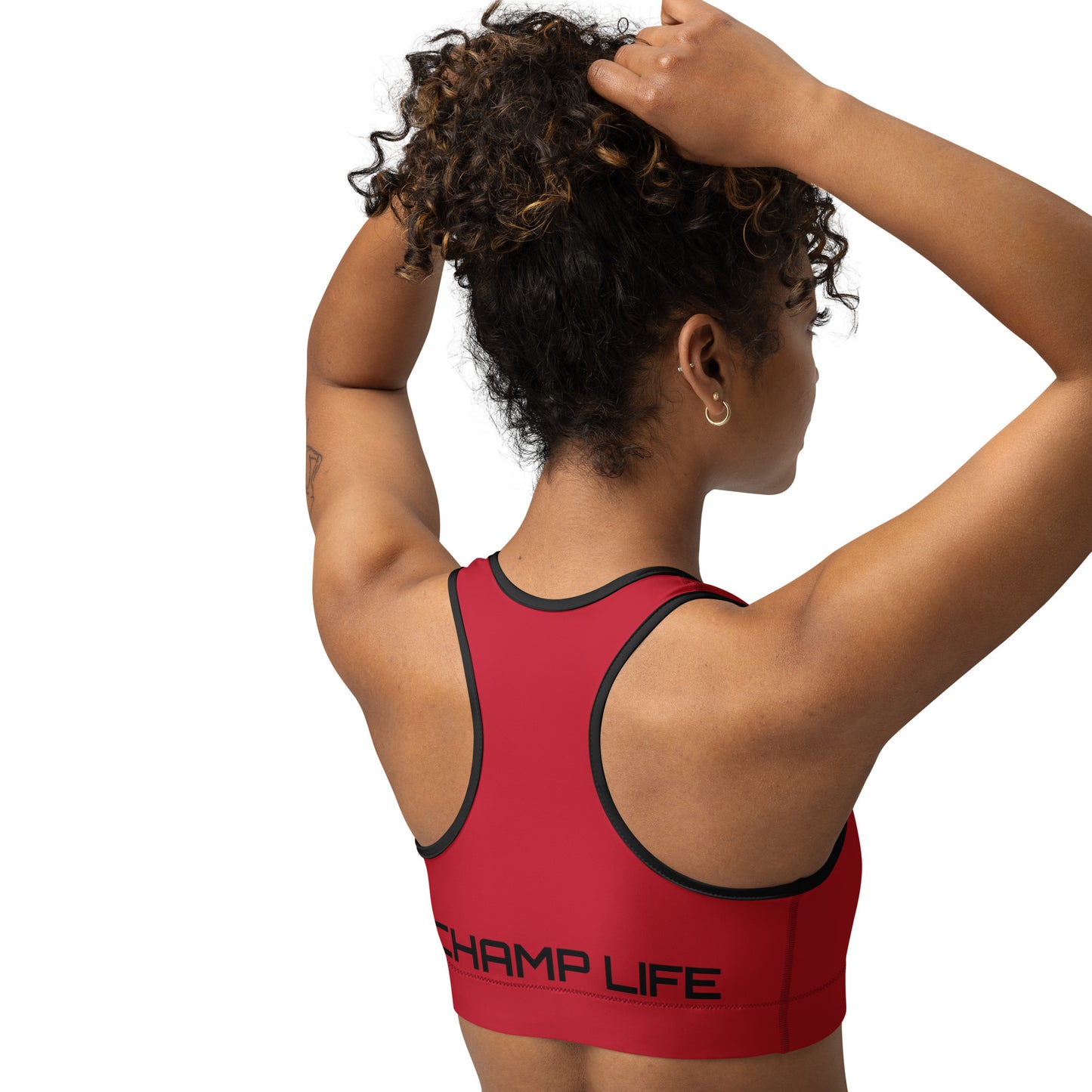 ChampLife Sports Bra (Red, Black Logo)