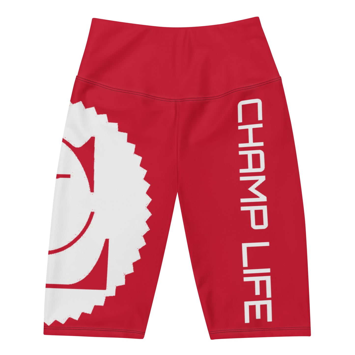 ChampLife Biker Shorts (Red, White Logo)