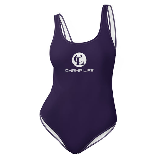 ChampLife One-Piece Swimsuit (Purple, White Logo)