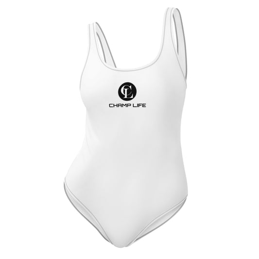 ChampLife One-Piece Swimsuit (White, Black Logo)