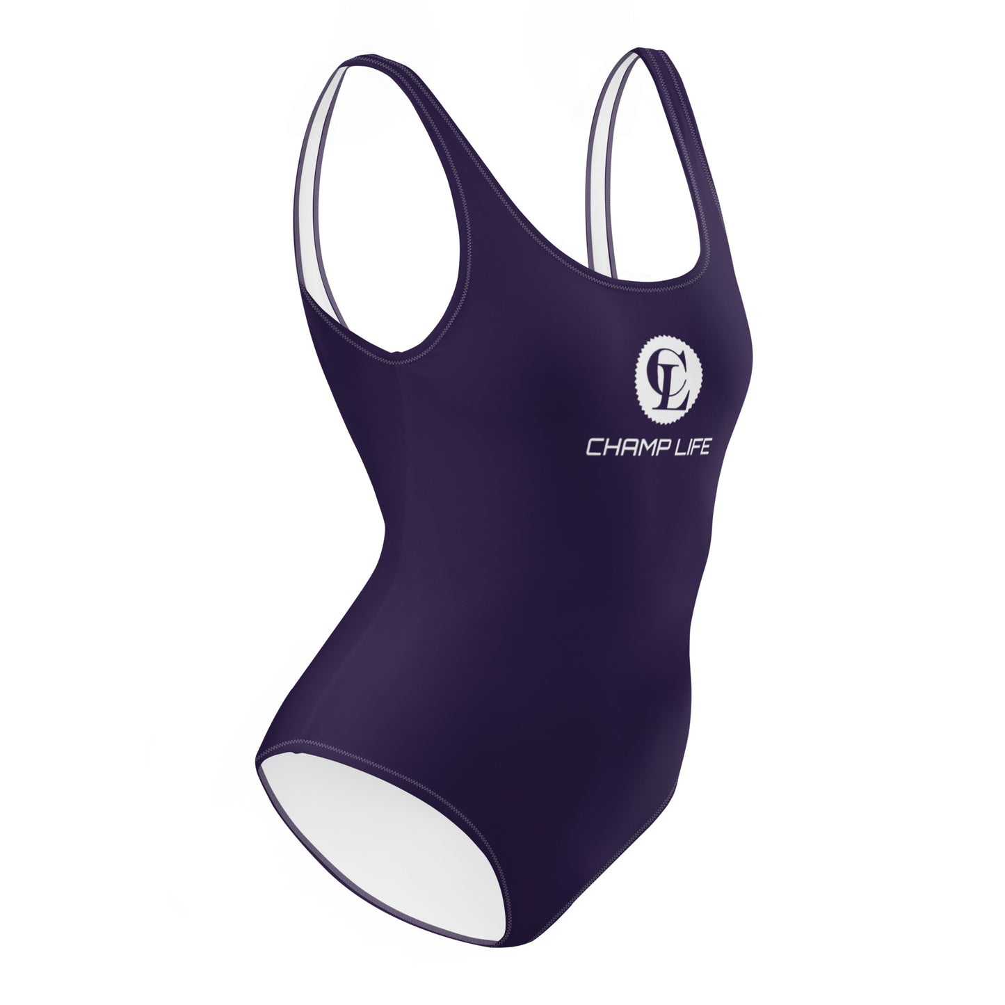 ChampLife One-Piece Swimsuit (Purple, White Logo)