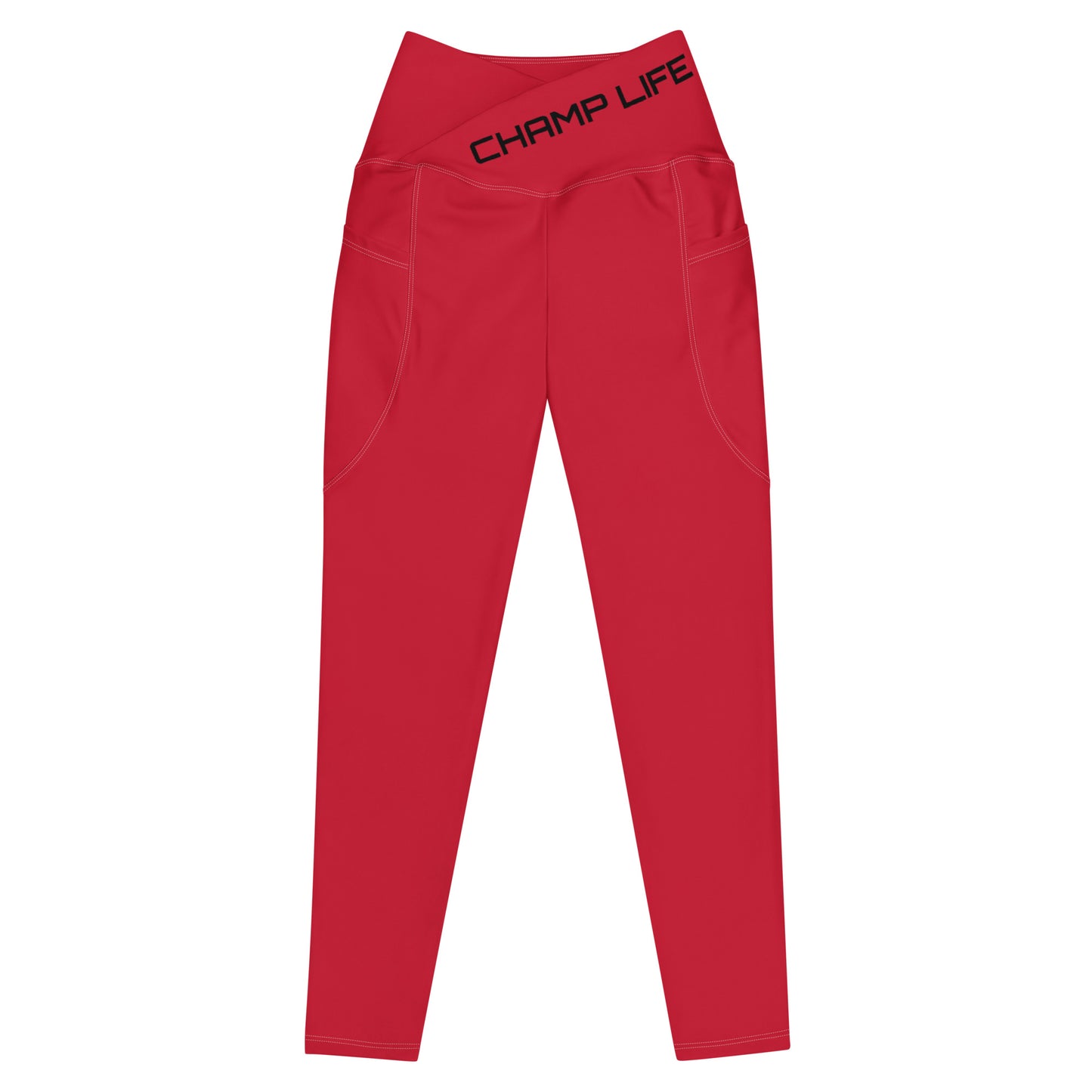 ChampLife Leggings with Pockets (Red, Black Logo)