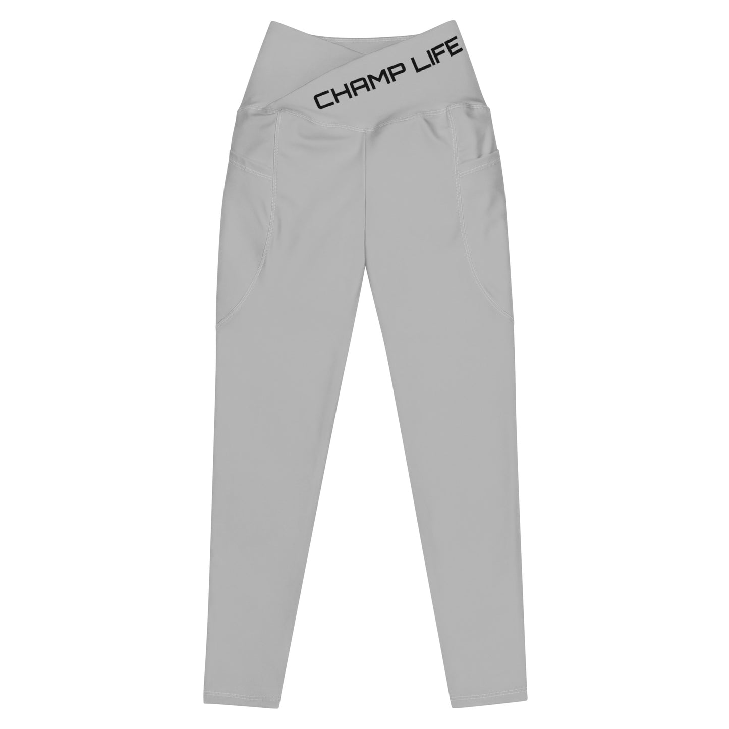 ChampLife Crossover Leggings with Pockets (Gray, Black Logo)