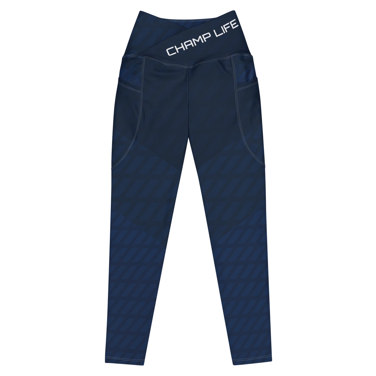 ChampLife Crossover Leggings with Pockets (Navy, White Logo)