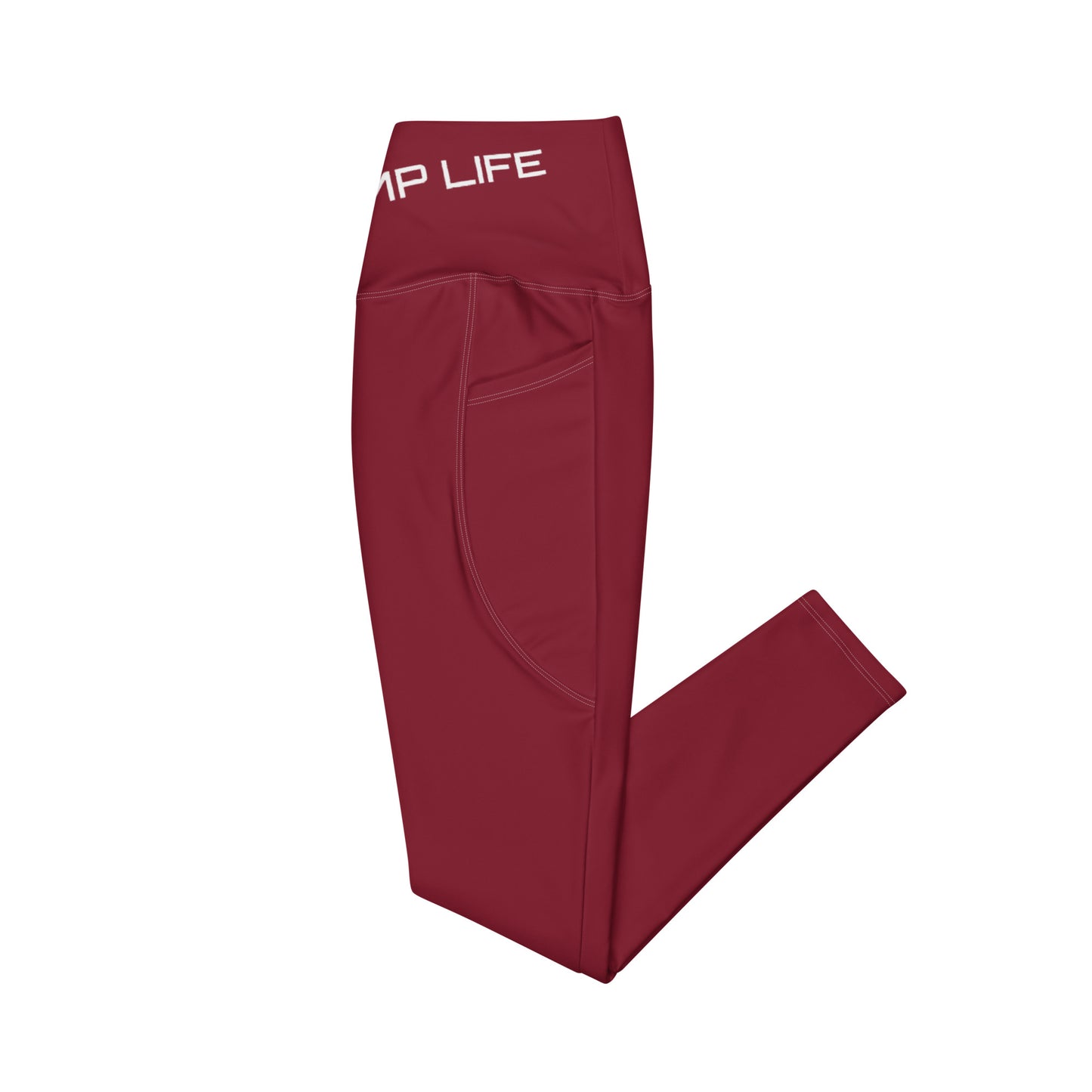 ChampLife Crossover Leggings with Pockets (Maroon, White Logo)