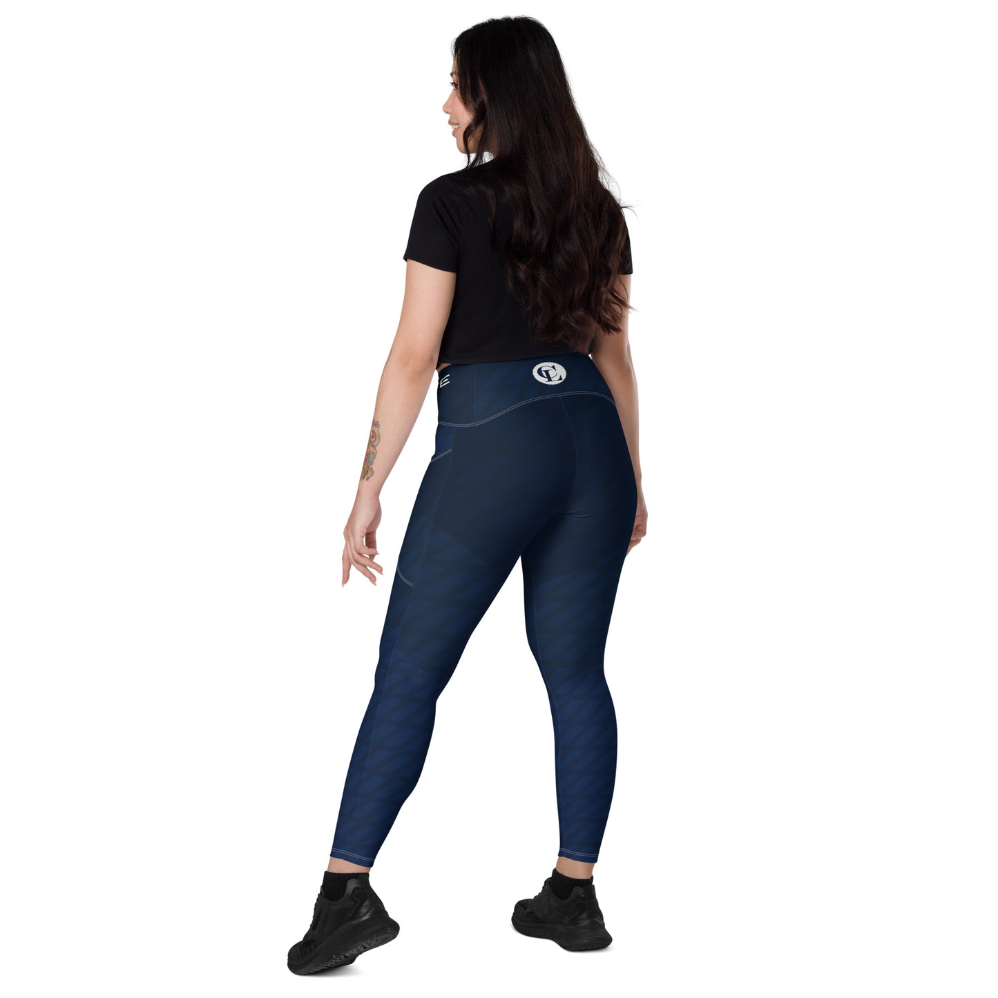 ChampLife Crossover Leggings with Pockets (Navy, White Logo)