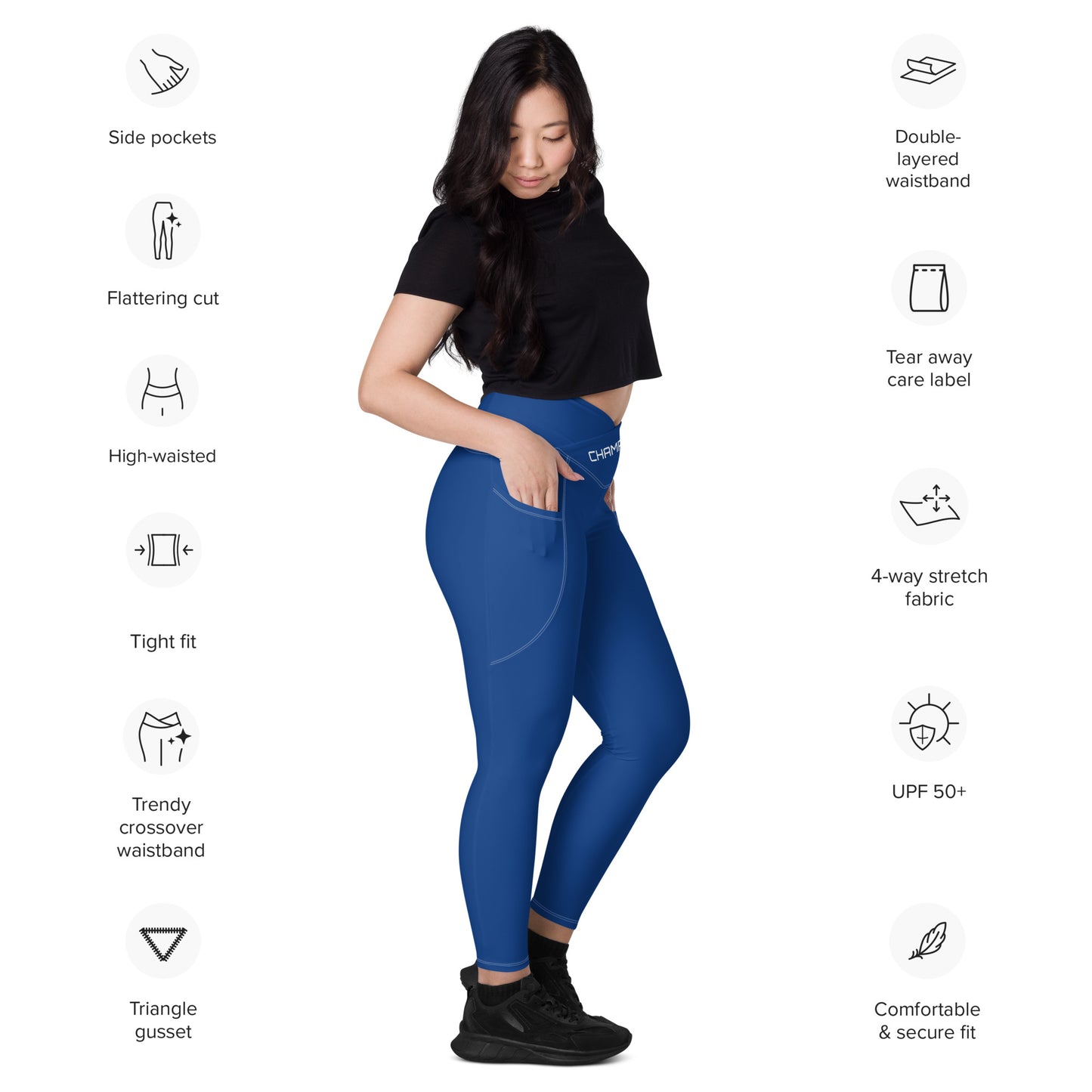 ChampLife Crossover Leggings with Pockets (White Logo)