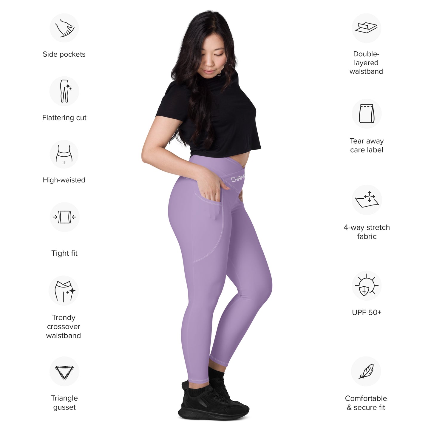 ChampLife Crossover Leggings with Pockets (White Logo)