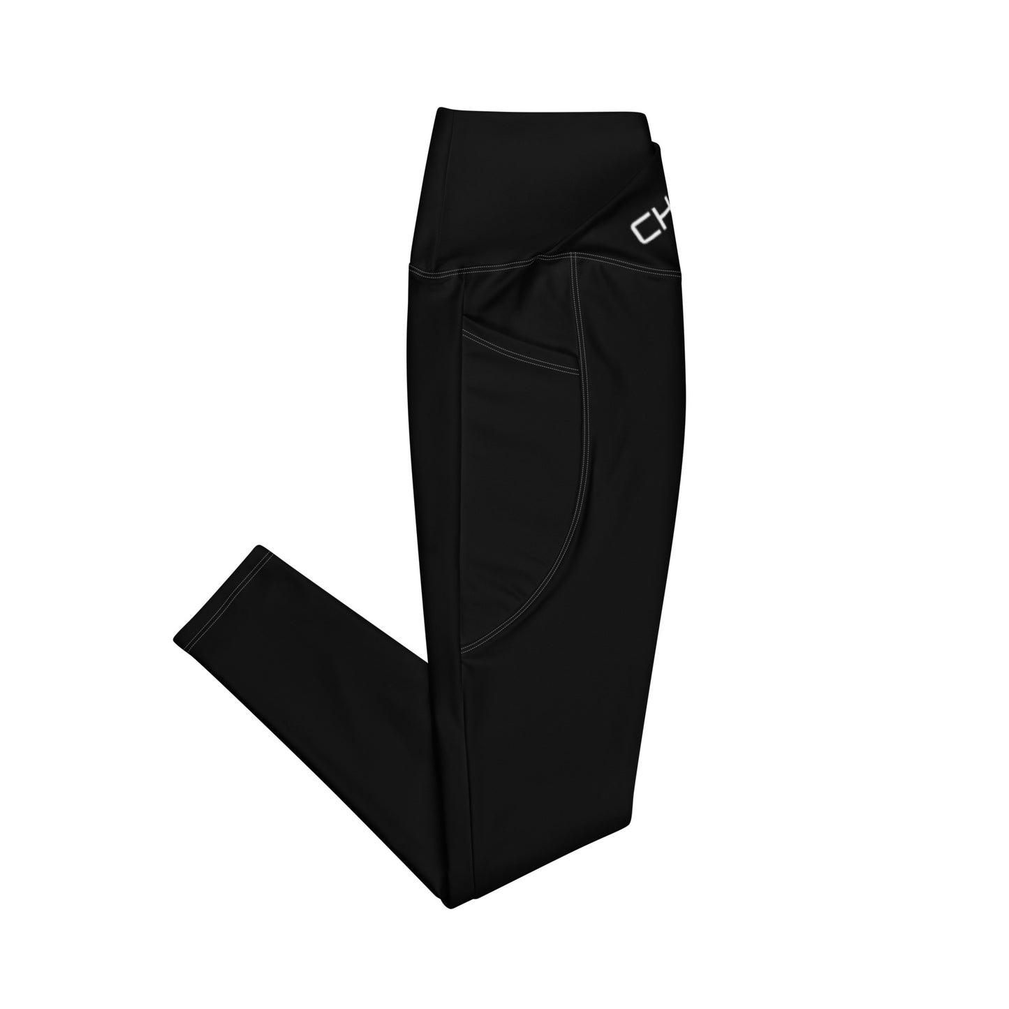 ChampLife Crossover Leggings with Pockets (Black, White Logo)