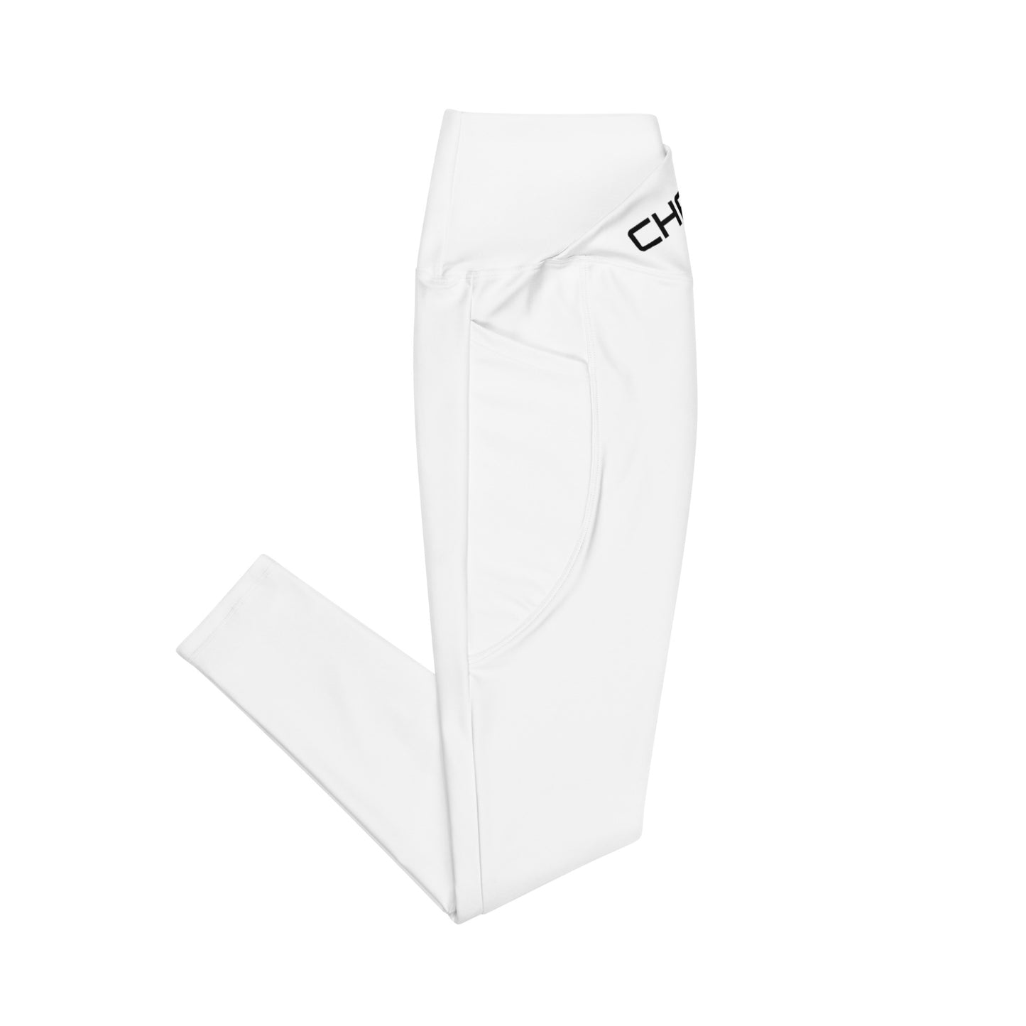 ChampLife Crossover Leggings with Pockets (White, Black Logo)