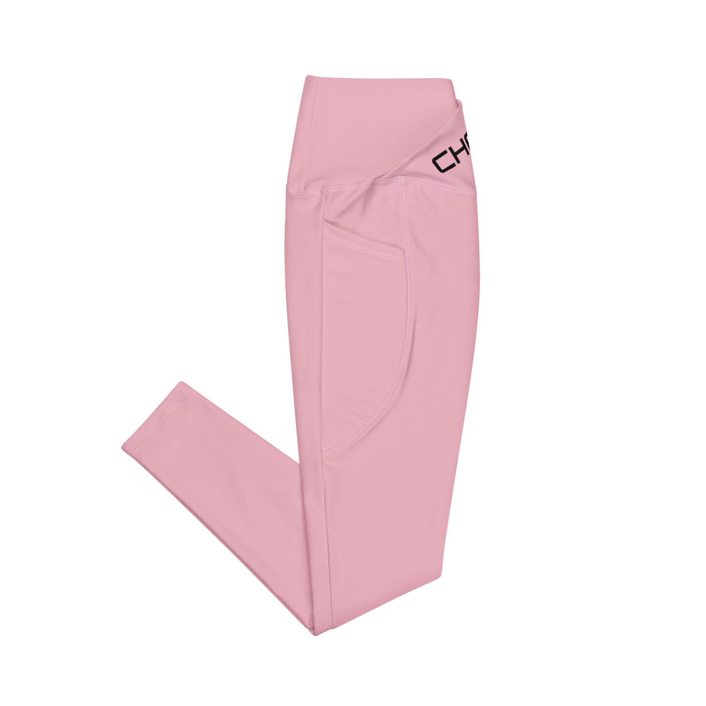 ChampLife Crossover Leggings with Pockets (Pink, Black Logo)