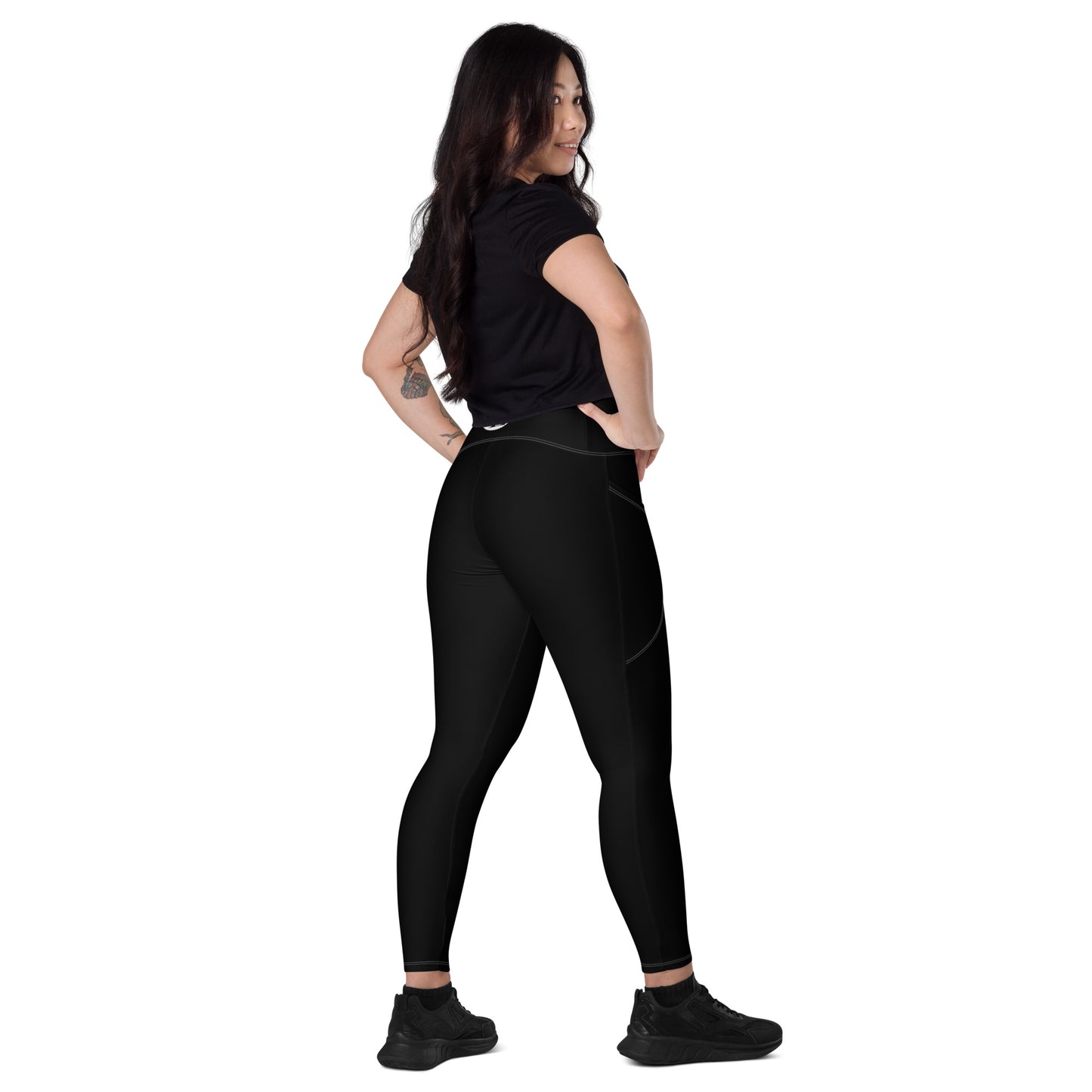 ChampLife Crossover Leggings with Pockets (Black, White Logo)