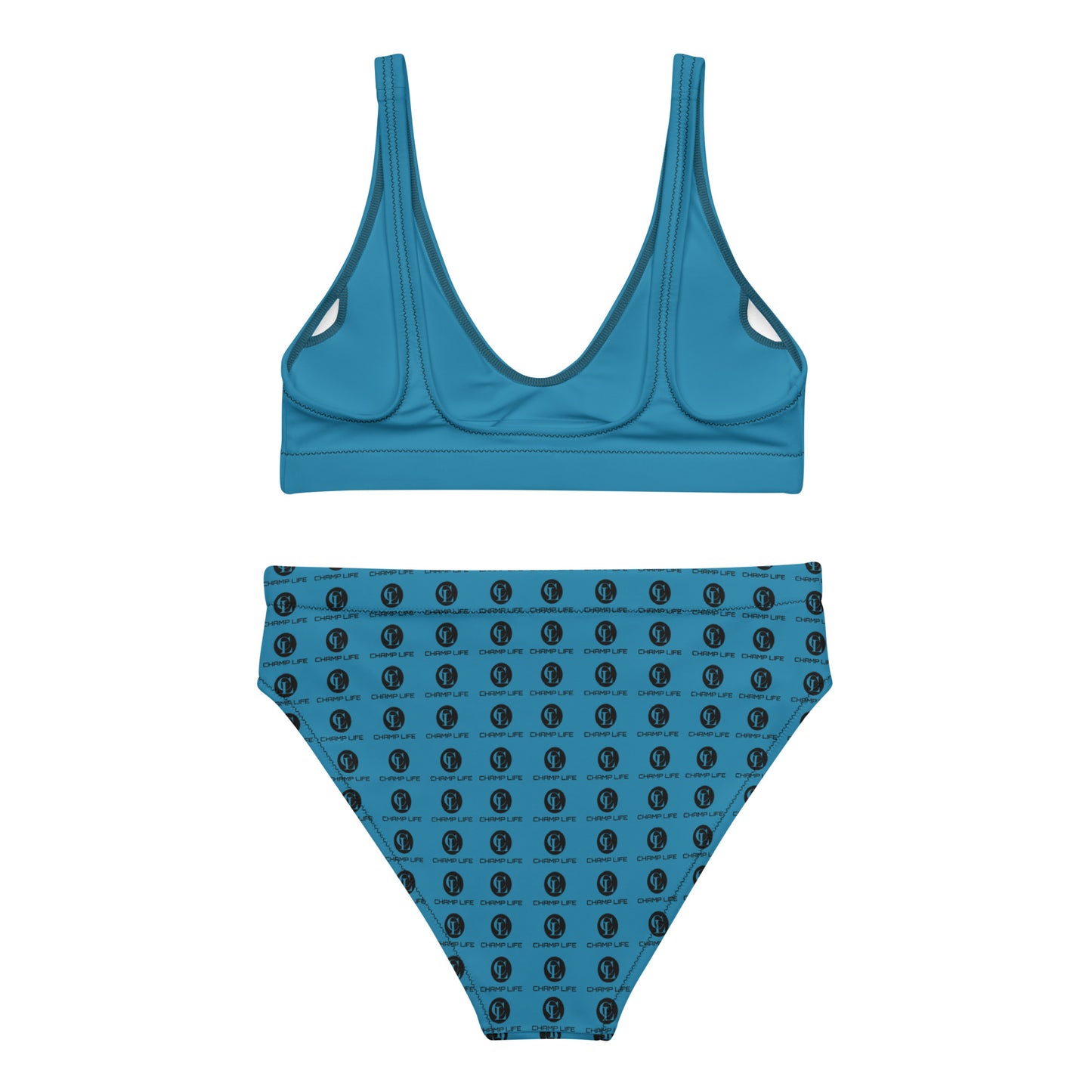 ChampLife High-Waisted Bikini (Blue, Black Logo)