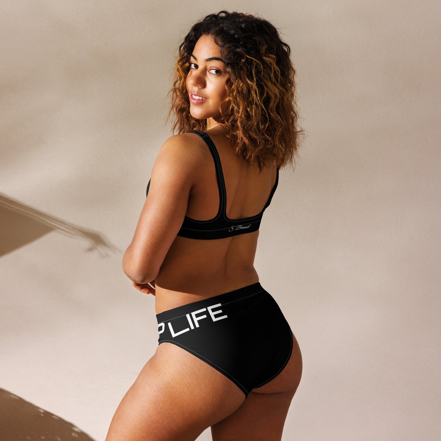 ChampLife High-Waisted Bikini (Black, White Logo)