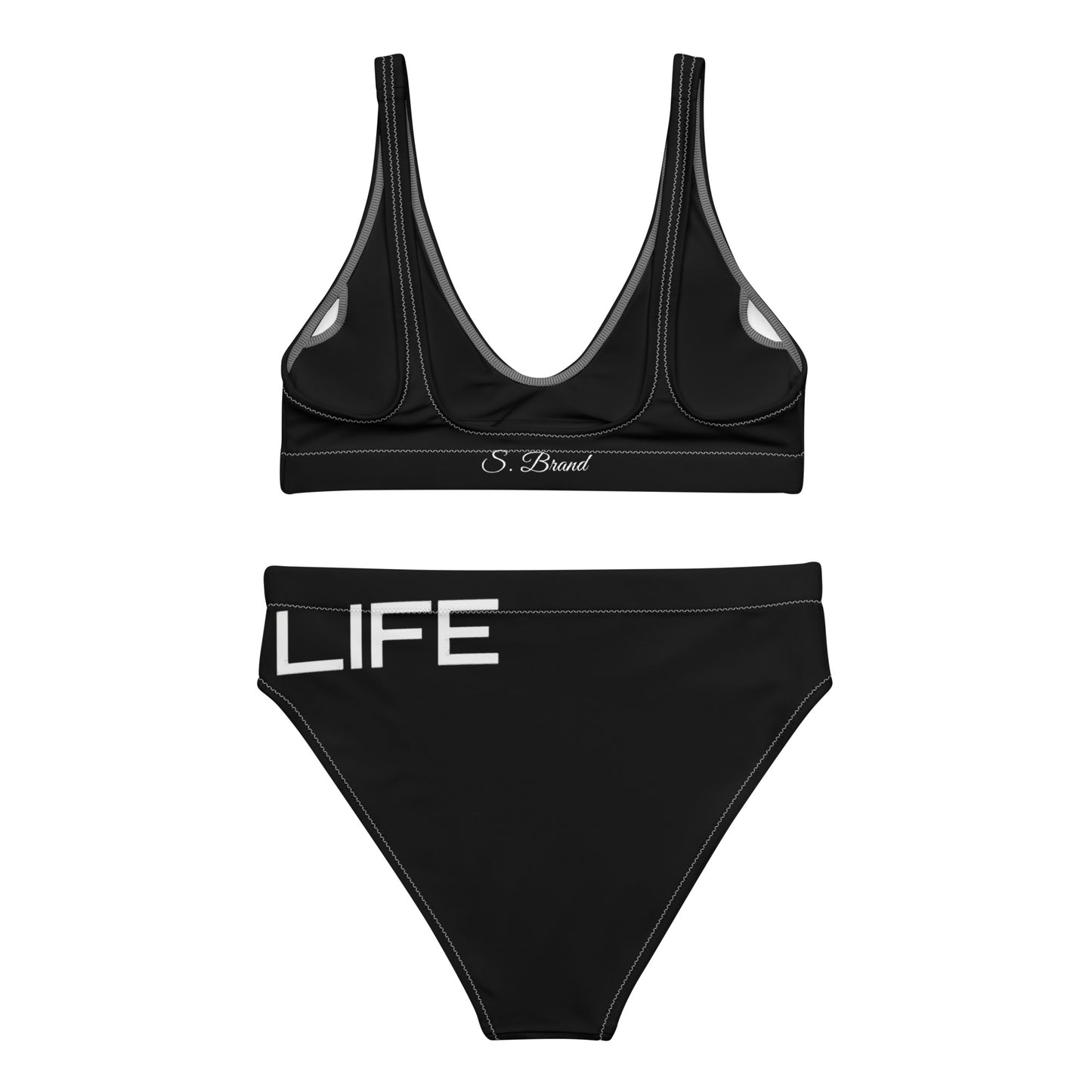 ChampLife High-Waisted Bikini (Black, White Logo)