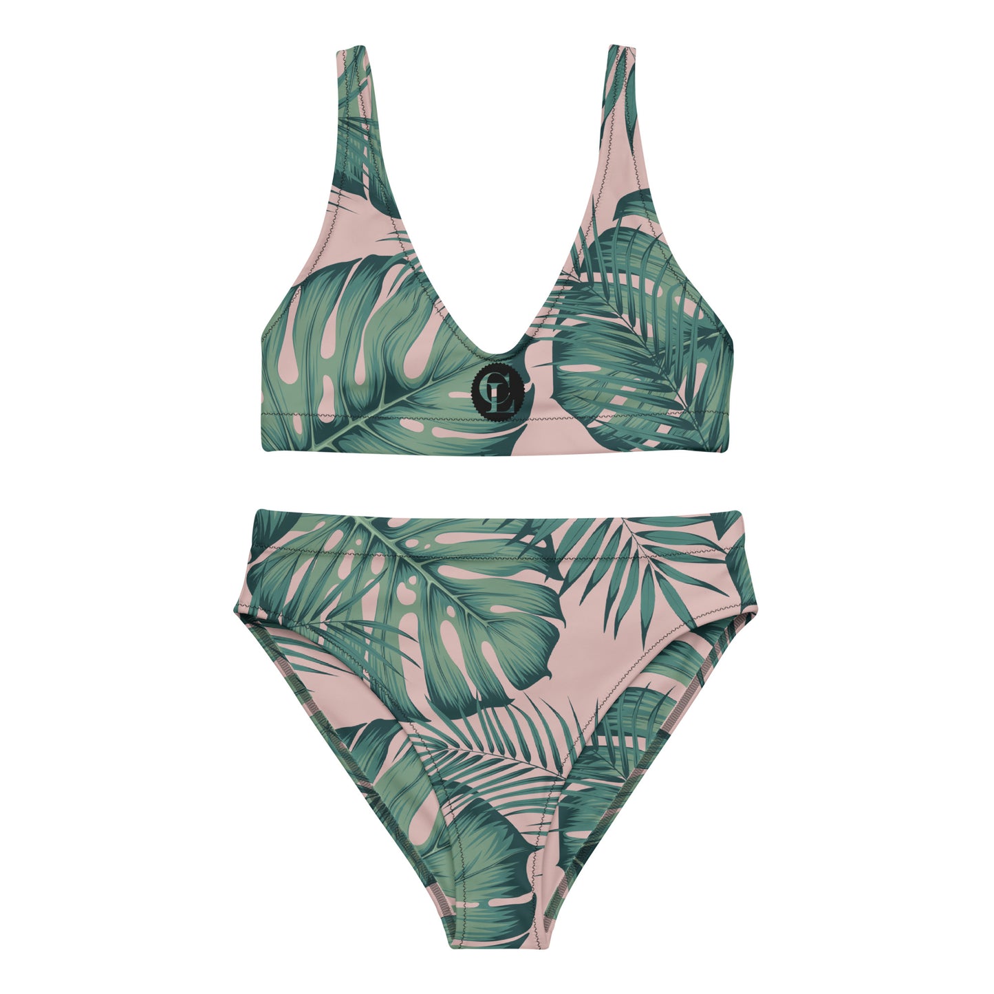 ChampLife High-Waisted Bikini (Floral, Black Logo)