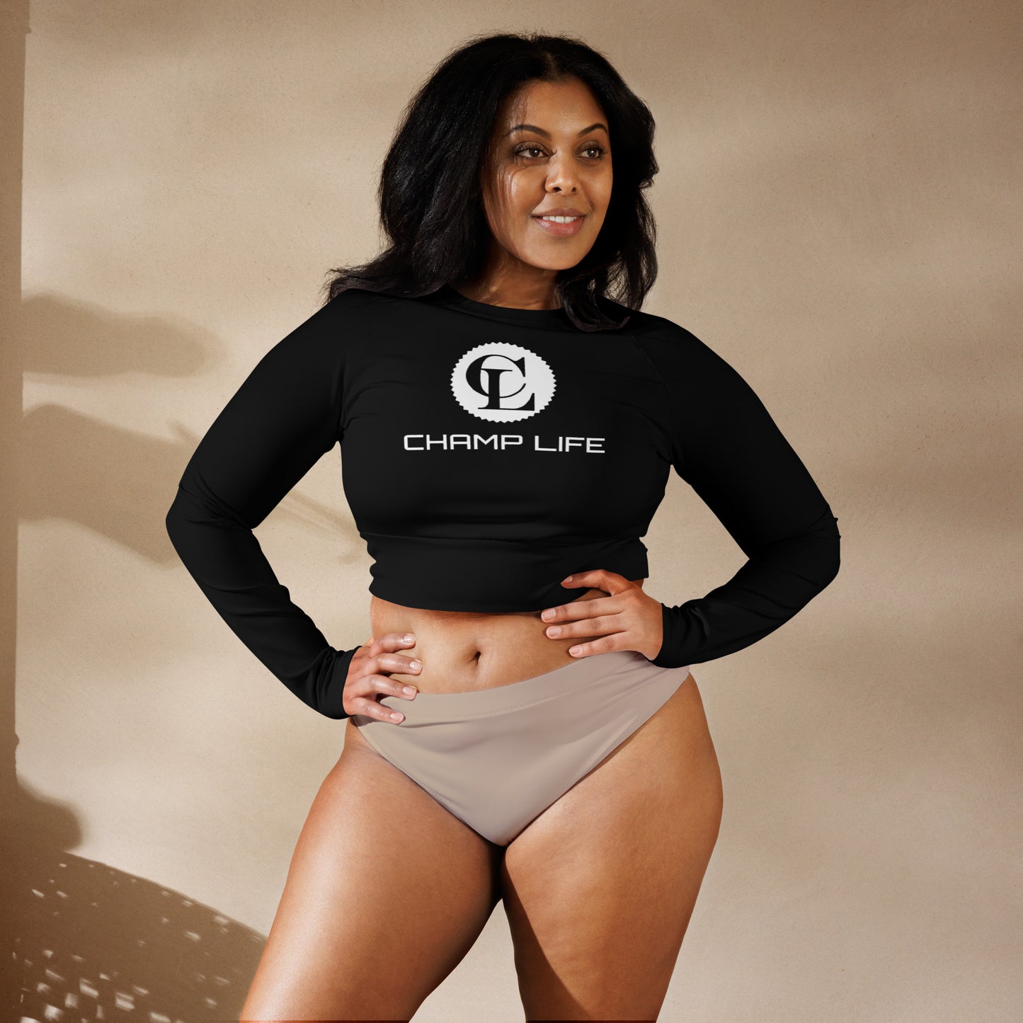 ChampLife Long-Sleeve Crop Top (White Logo)