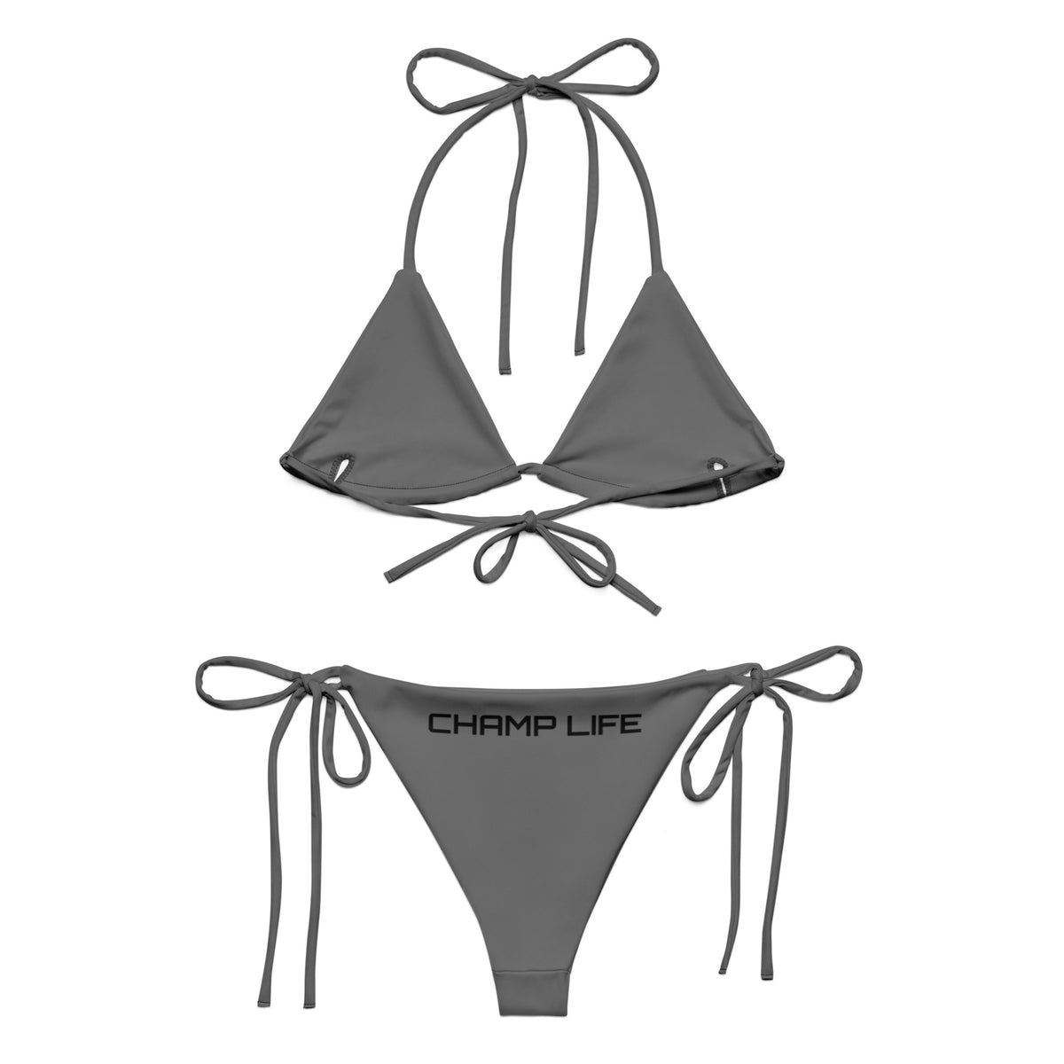 String Gray ChampLife String Bikini (Gray, Black Logo) – The Champlife Brand
