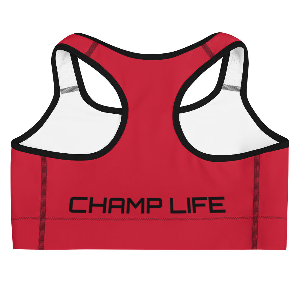 ChampLife Sports Bra (Red, Black Logo)