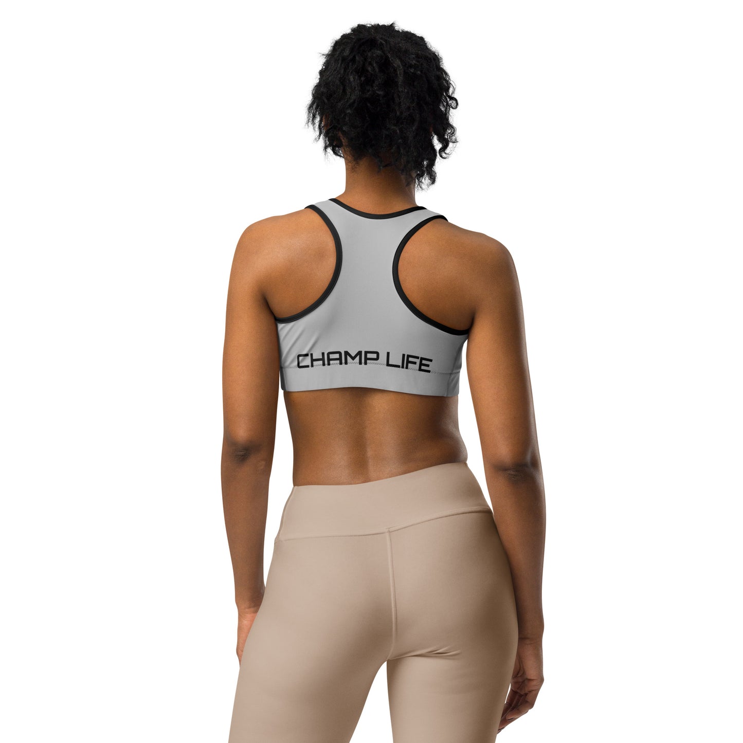 ChampLife Sports Bra (Gray, Black Logo)