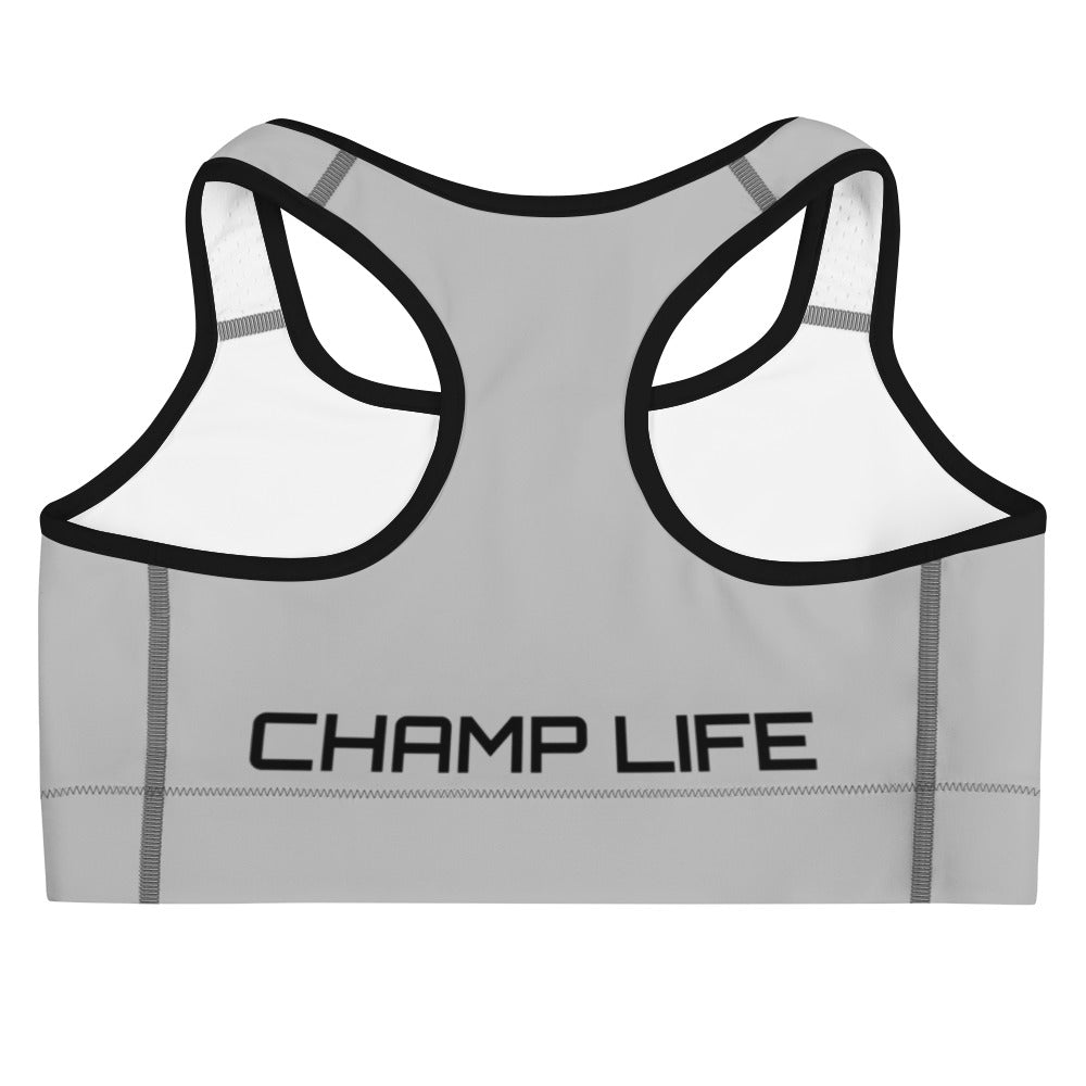 ChampLife Sports Bra (Gray, Black Logo)