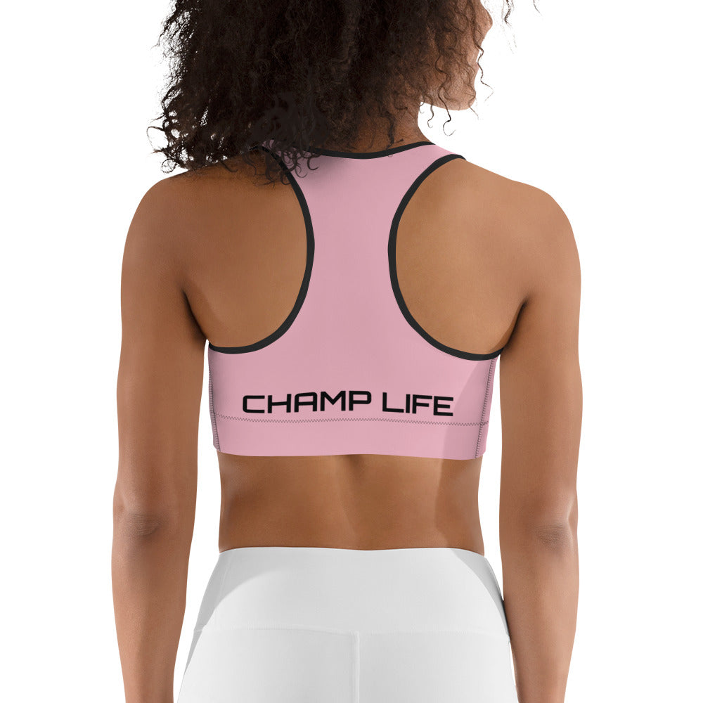 ChampLife Sports Bra (Pink, Black Logo)