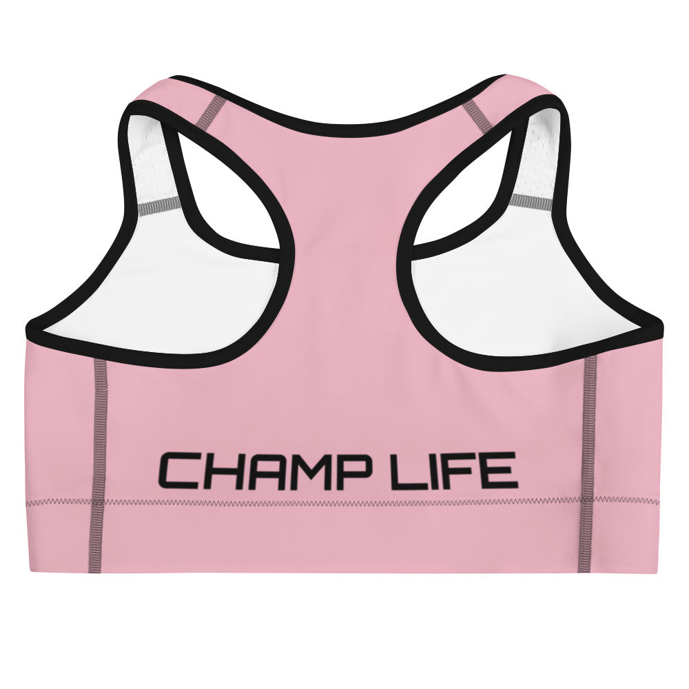 ChampLife Sports Bra (Pink, Black Logo)