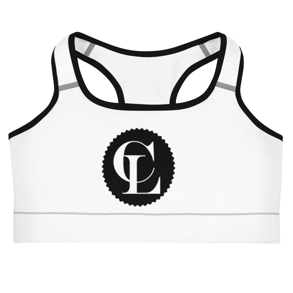 ChampLife Sports Bra (White, Black Logo)