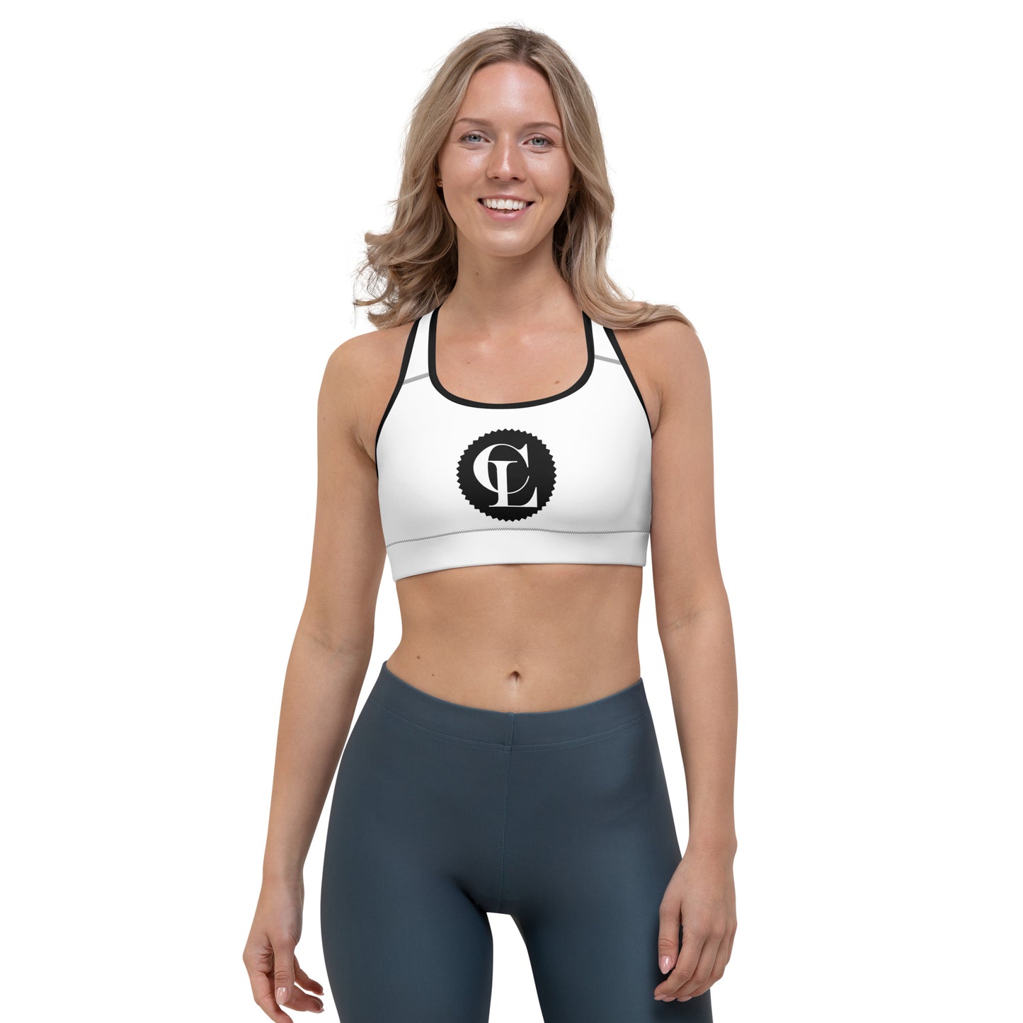 ChampLife Sports Bra (White, Black Logo)