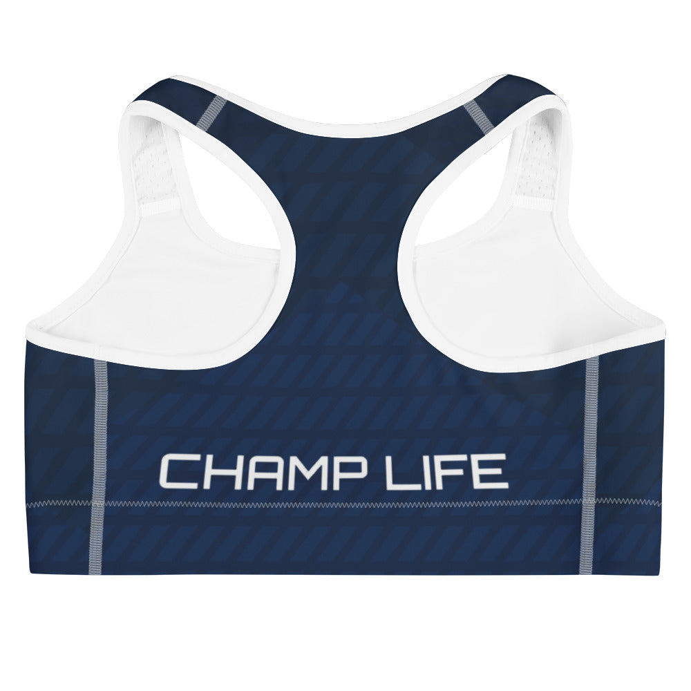 ChampLife Sports Bra (Navy, White Logo)