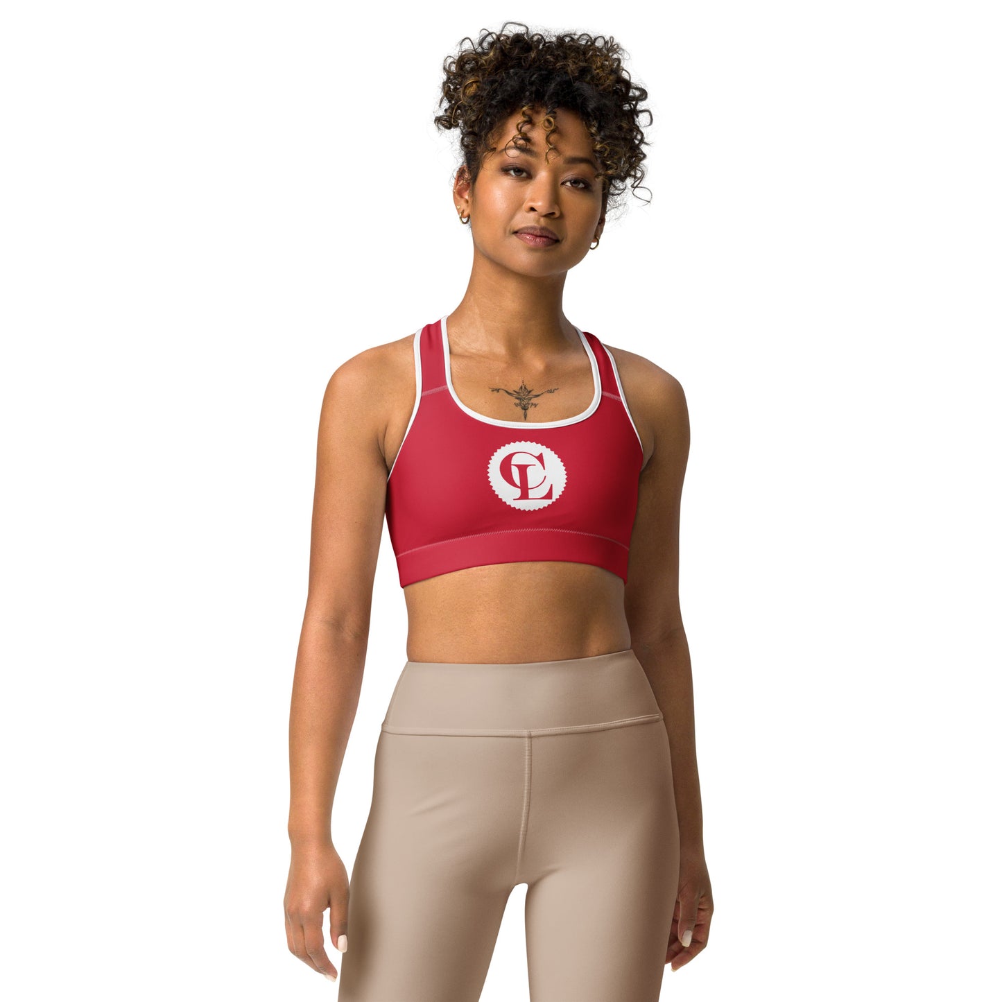 ChampLife Sports Bra (Red, White Logo)