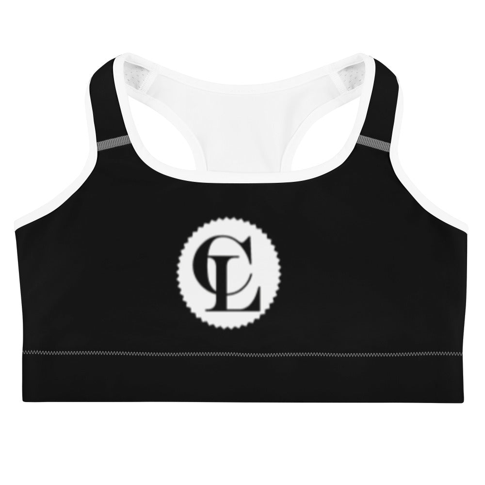 ChampLife Sports Bra (Black, White Logo)