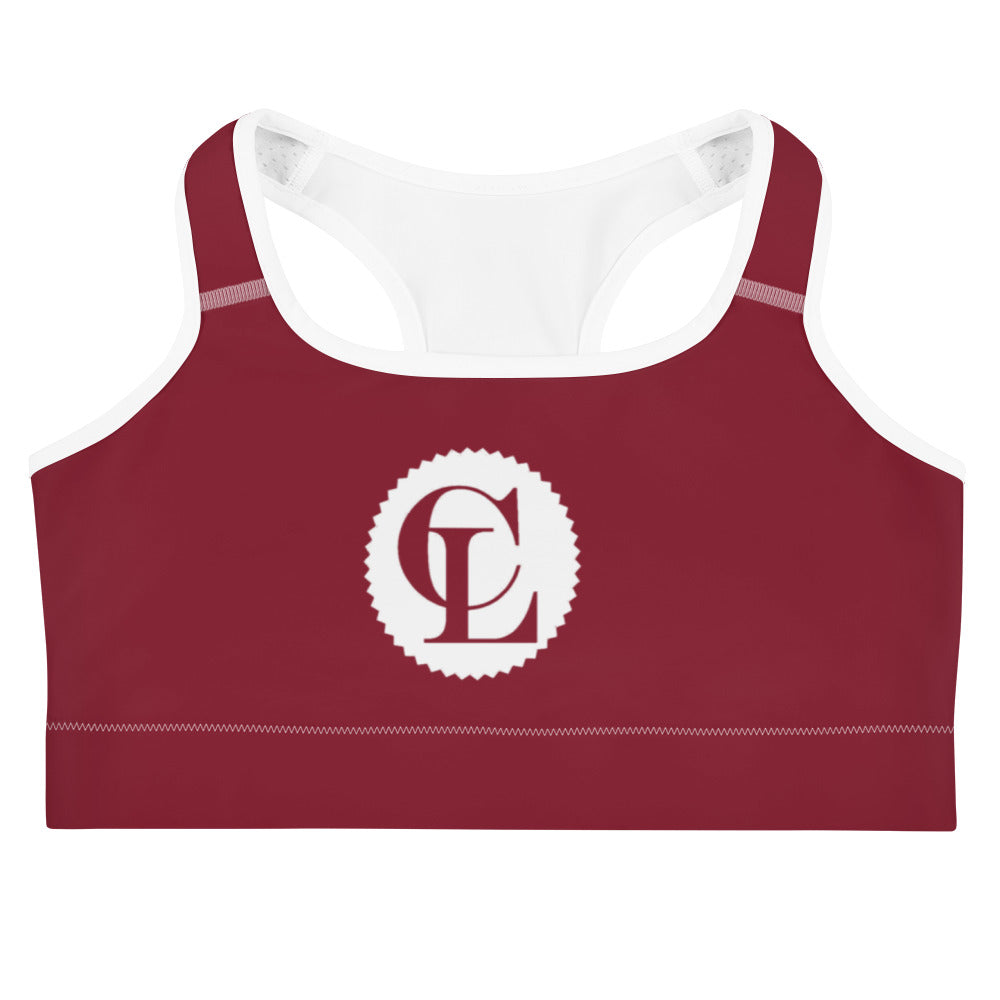 ChampLife Sports Bra (Maroon, White Logo)