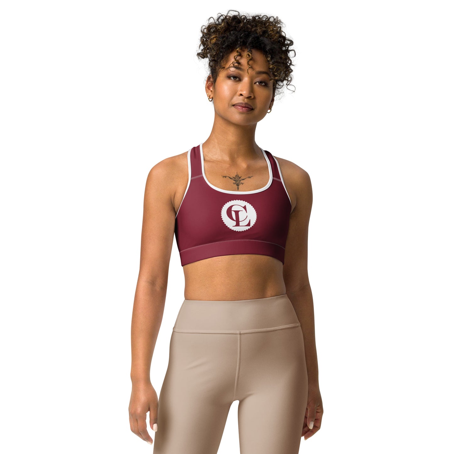 ChampLife Sports Bra (Maroon, White Logo)