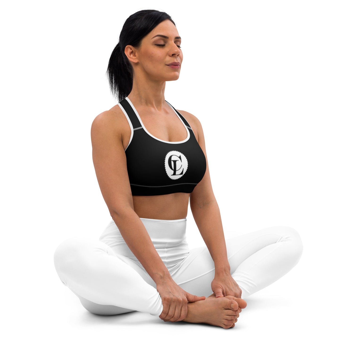 ChampLife Sports Bra (Black, White Logo)