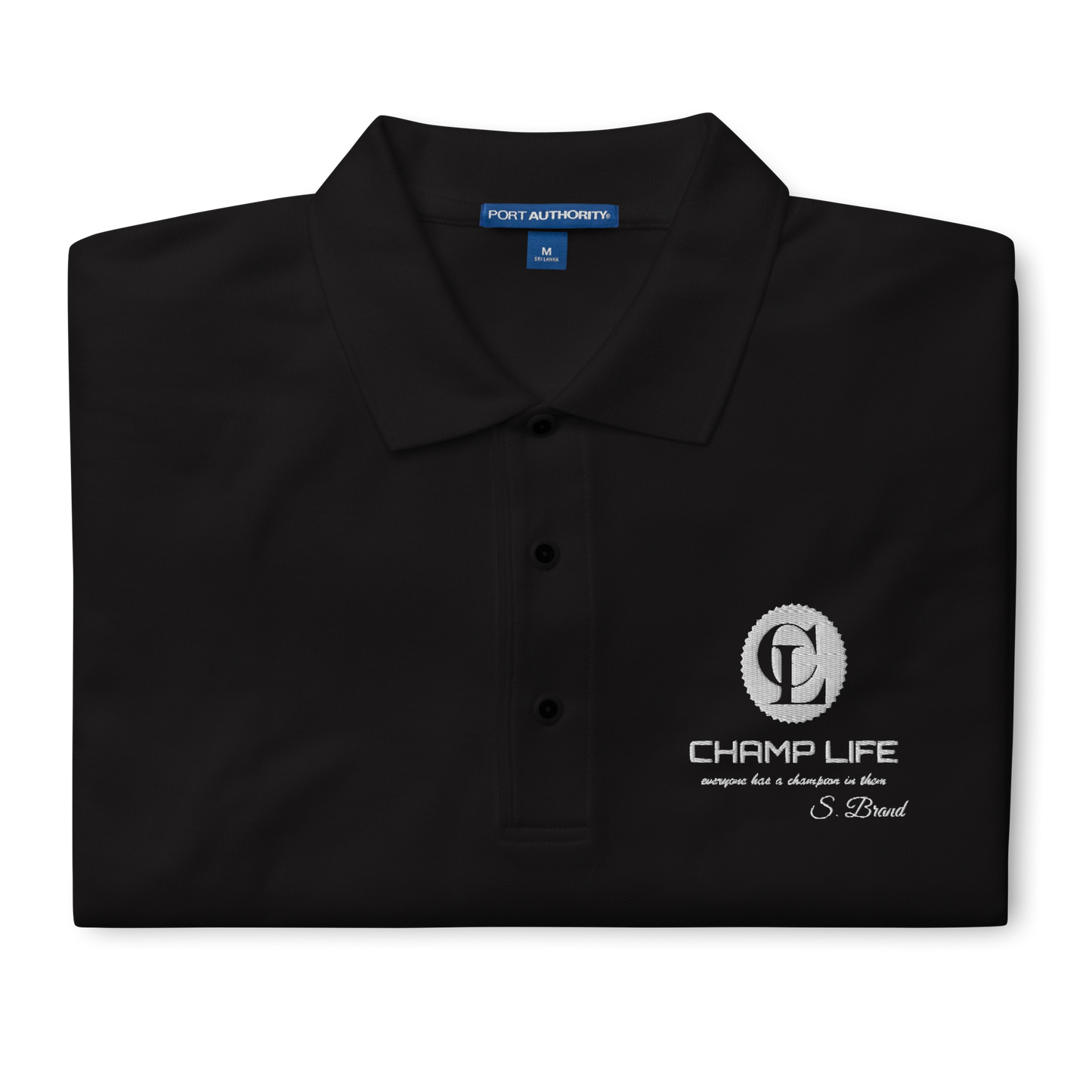 ChampLife Premium Polo (Embroidered, White Logo)