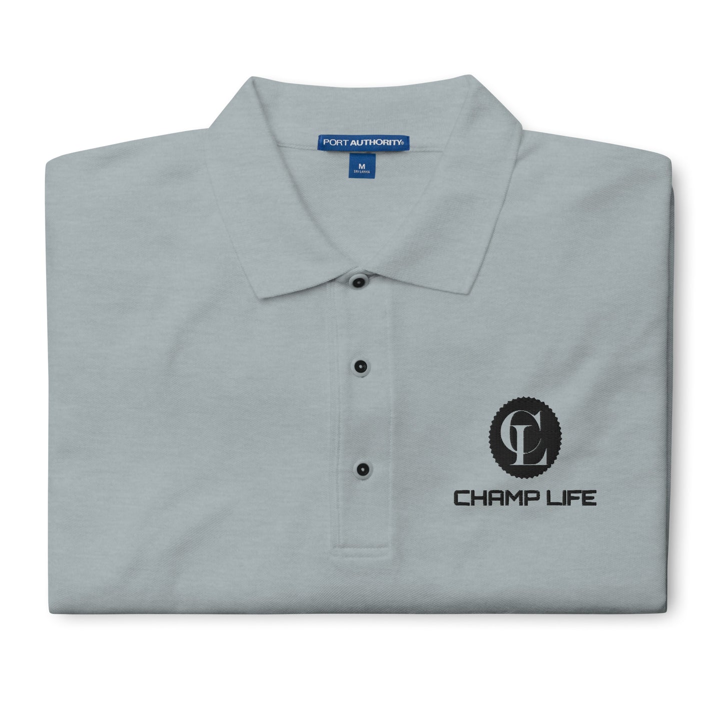 ChampLife Men's Premium Polo (Embroidered, Black Logo)