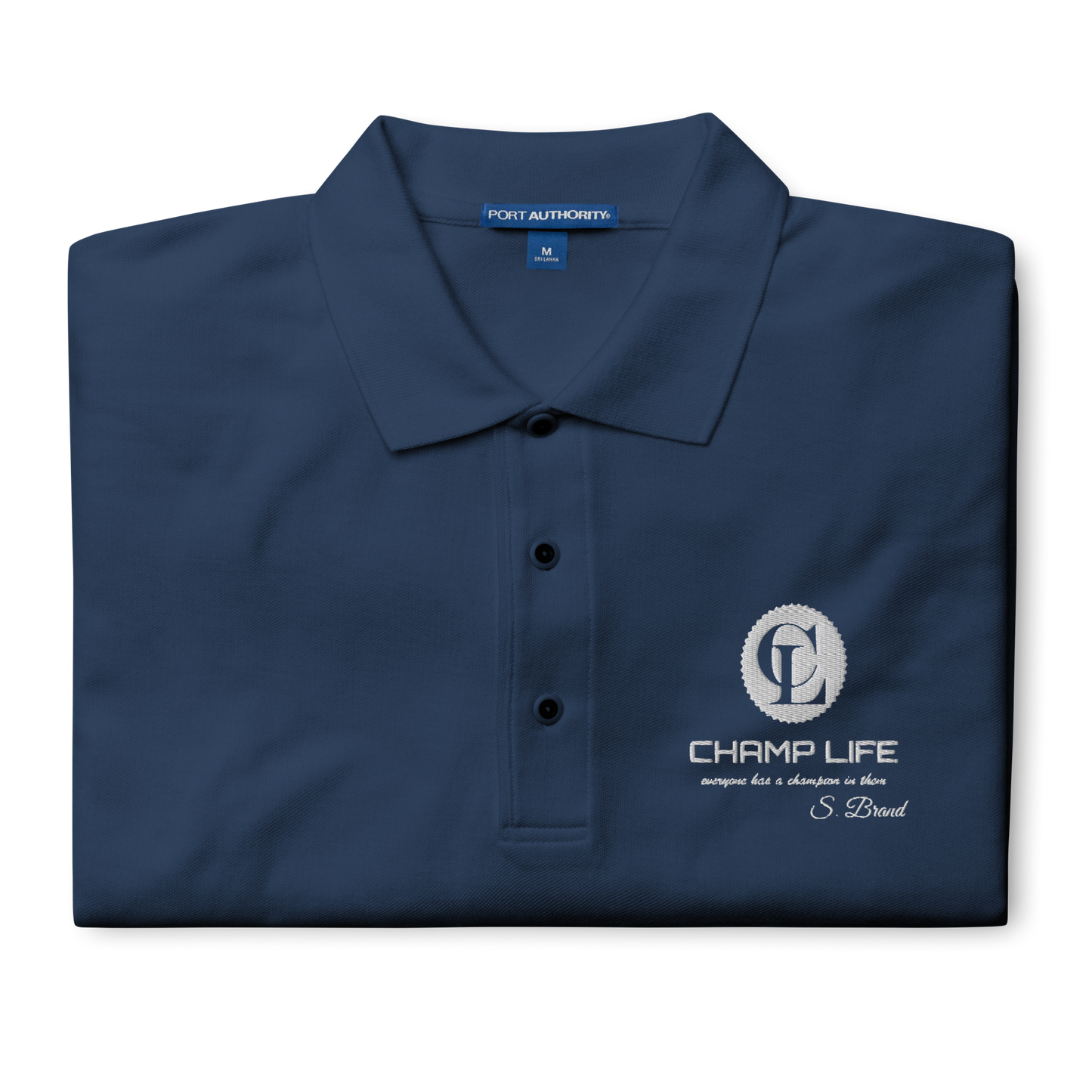 ChampLife Premium Polo (Embroidered, White Logo)