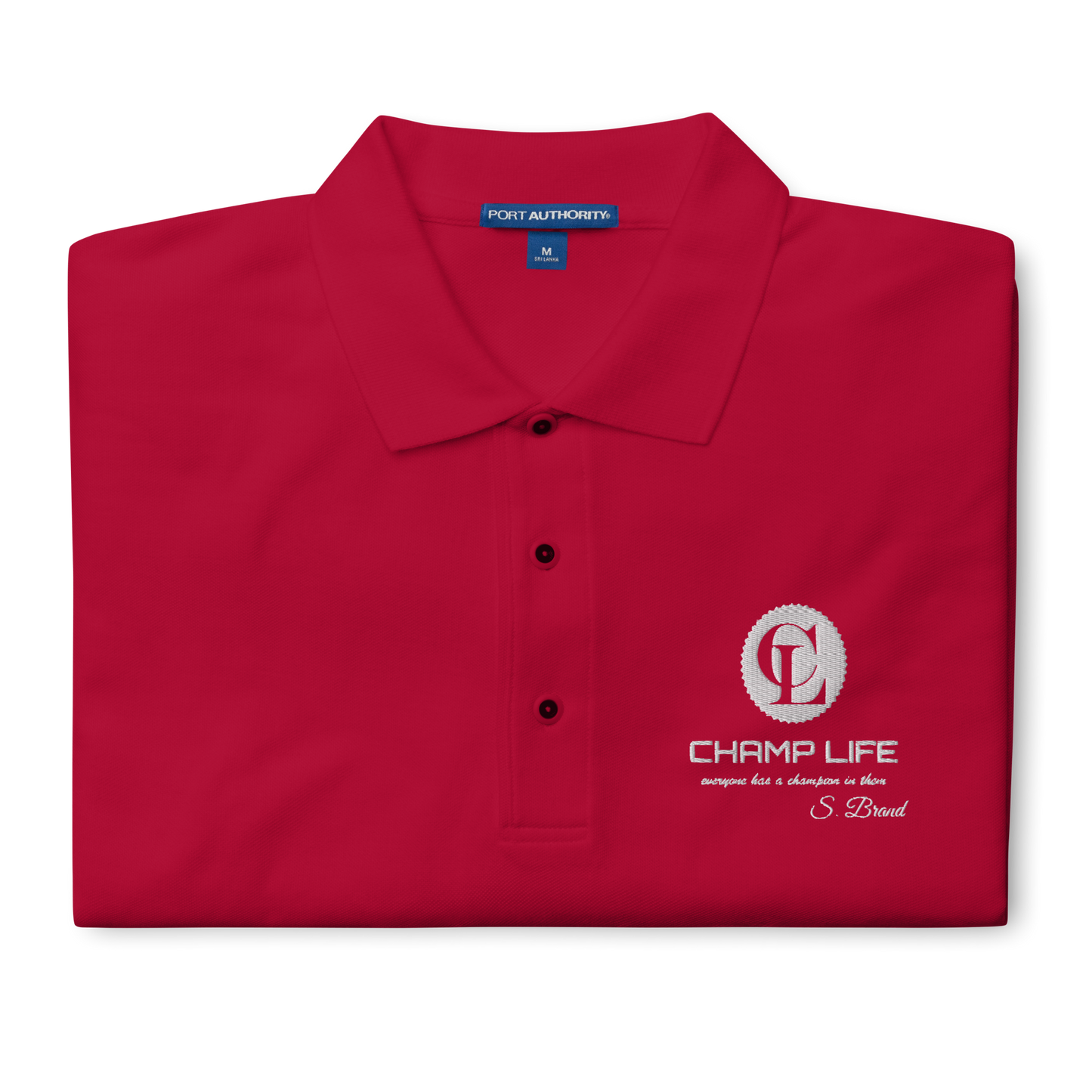 ChampLife Premium Polo (Embroidered, White Logo)