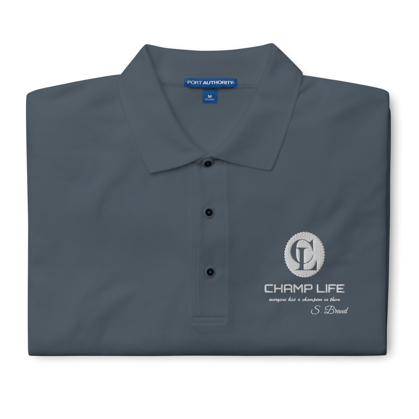 ChampLife Premium Polo (Embroidered, White Logo)