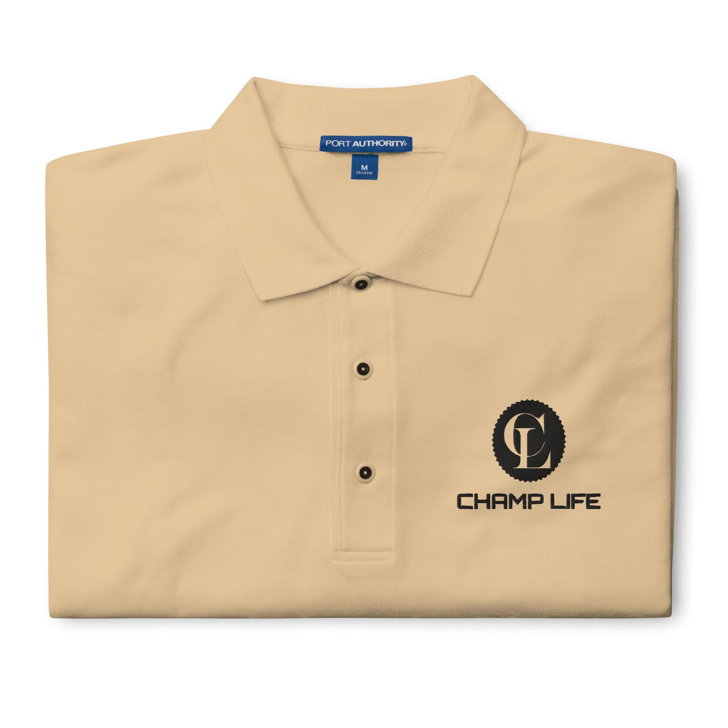 ChampLife Men's Premium Polo (Embroidered, Black Logo)