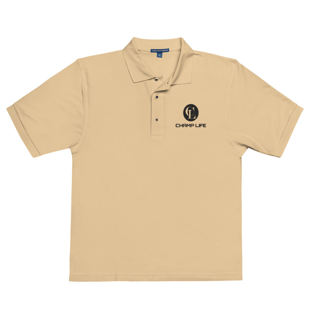 ChampLife Men's Premium Polo (Embroidered, Black Logo)