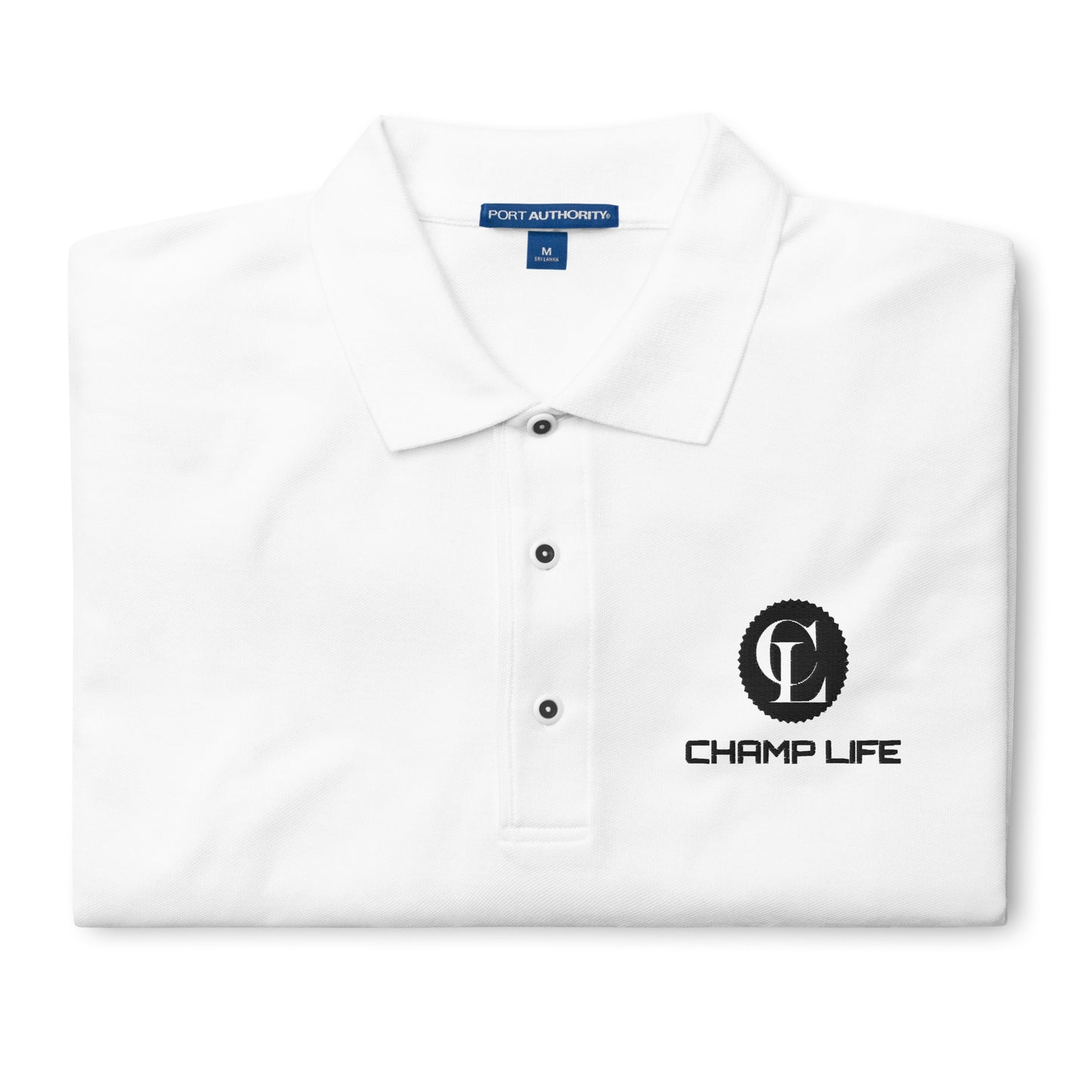 ChampLife Men's Premium Polo (Embroidered, Black Logo)