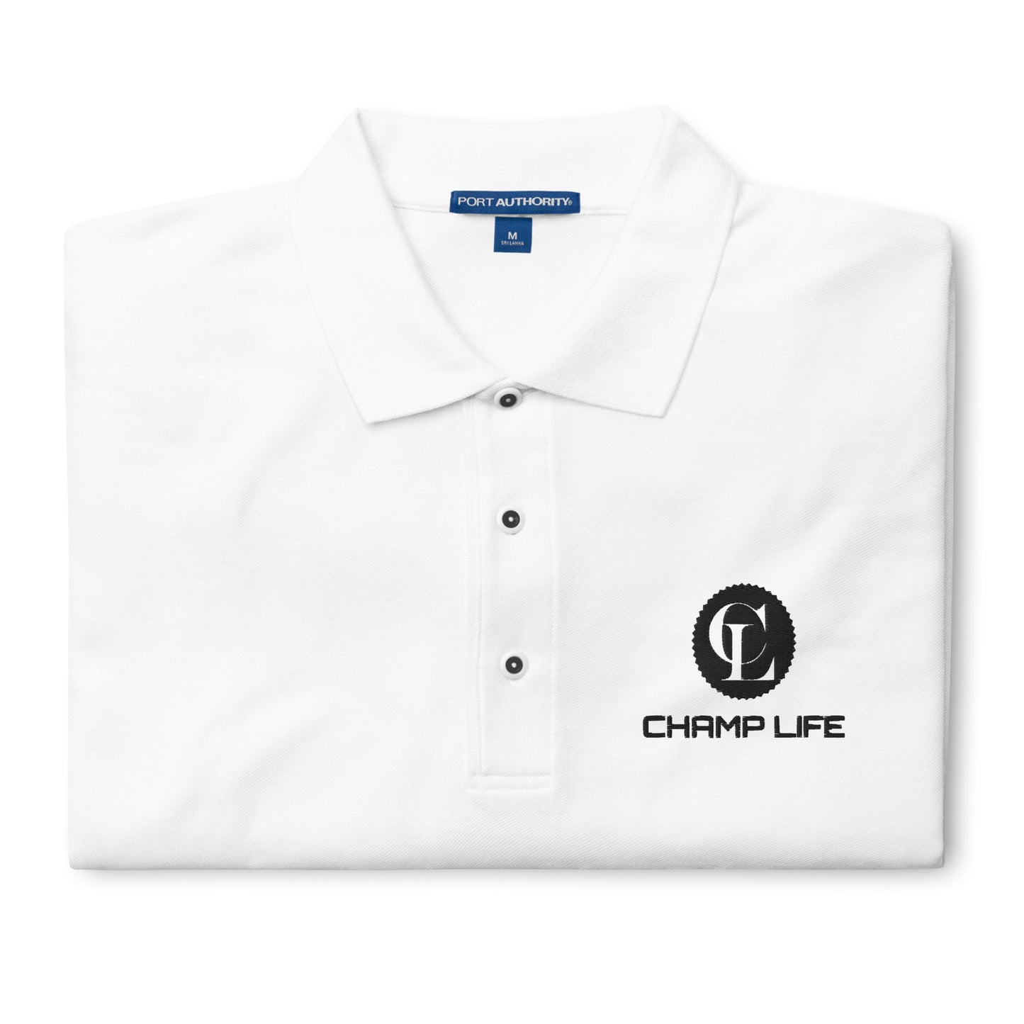 Champife Men's Premium Polo (Embroidered, Black Logo)