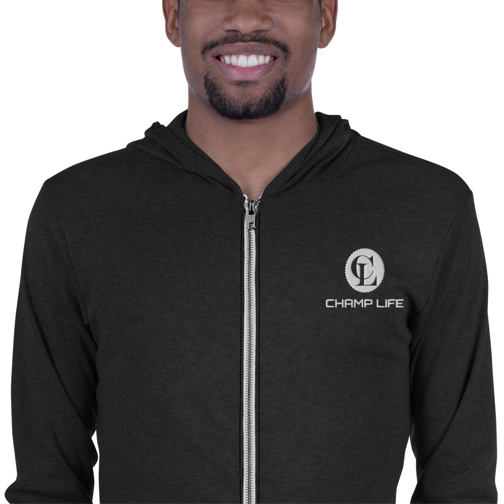 ChampLife Zip Hoodie (Embroidered, White Logo)