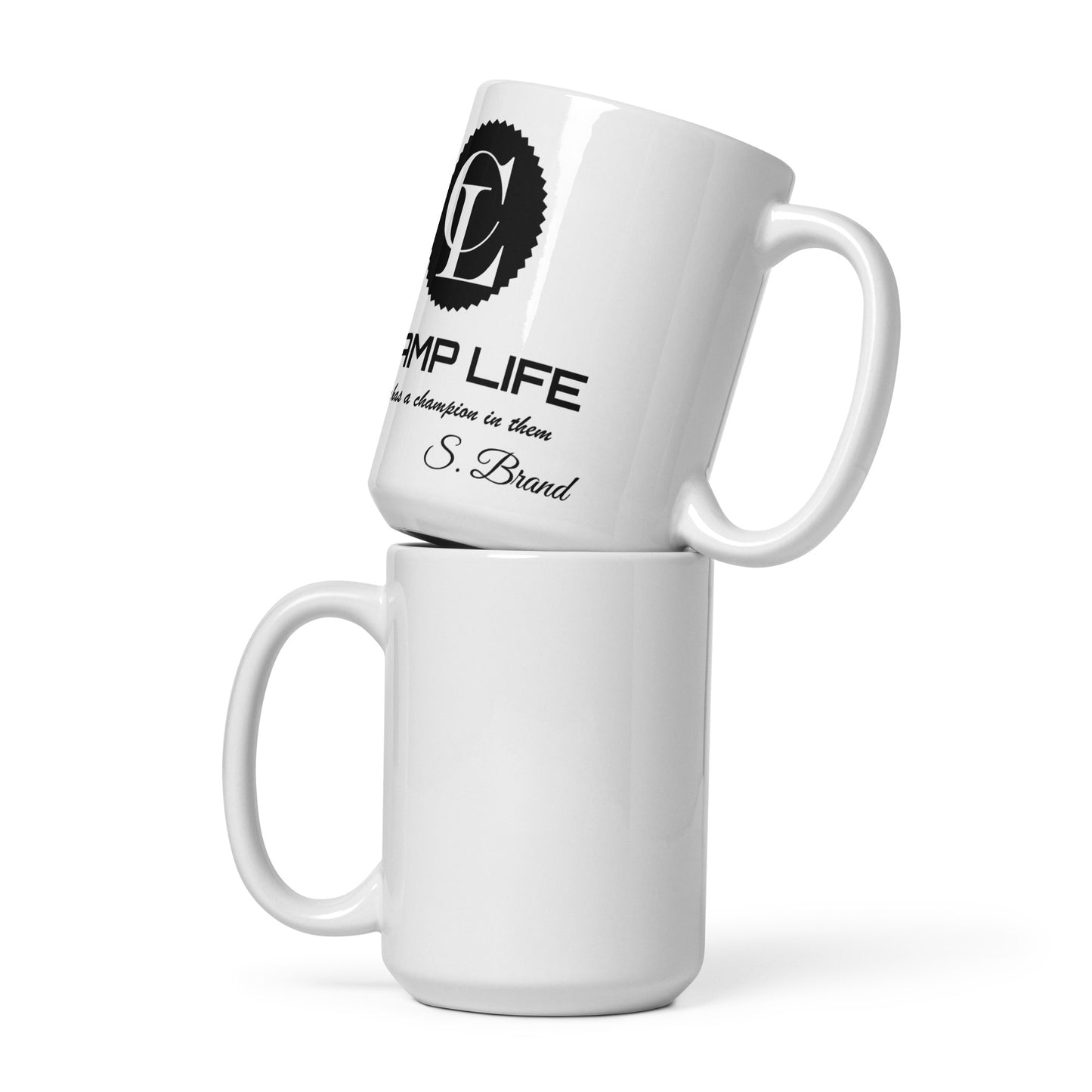 ChampLife White glossy mug (Black Logo)